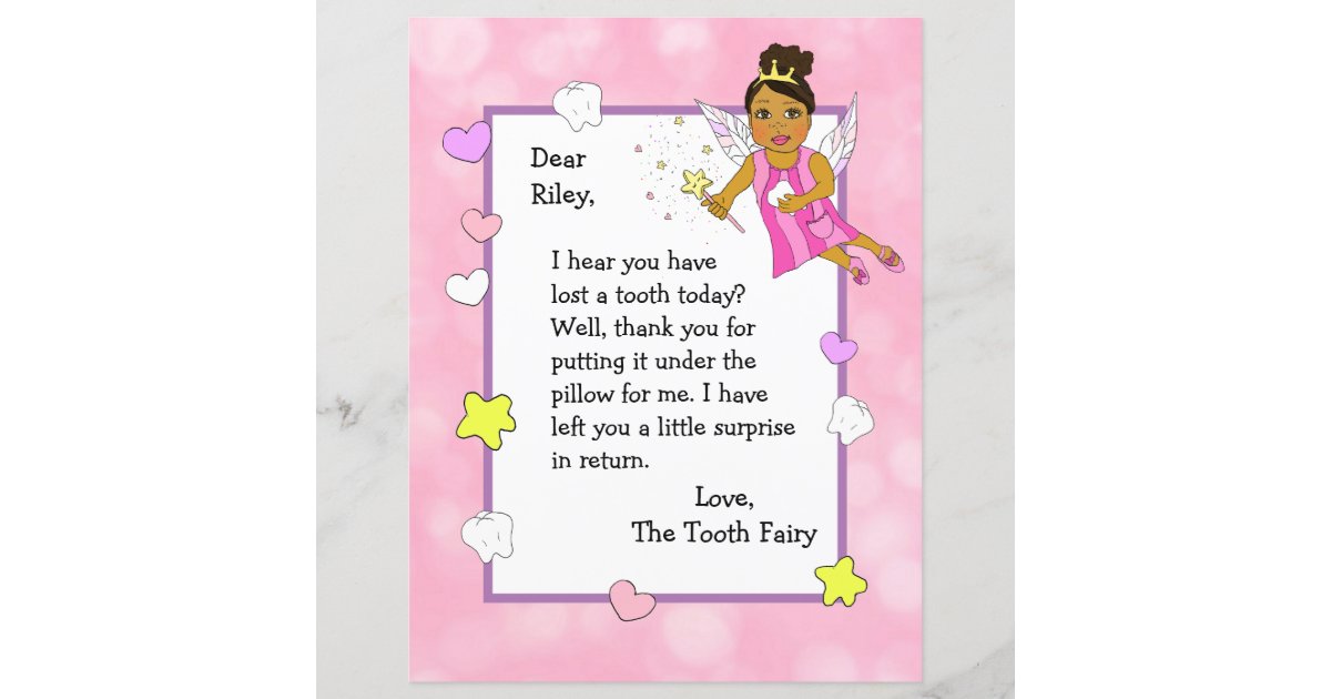 letter from the tooth fairy zazzlecom