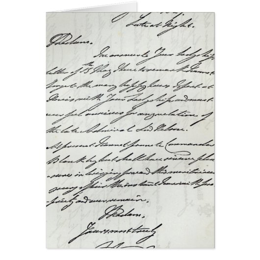 Letter from William IV to Lady Nelson Cards (Front)