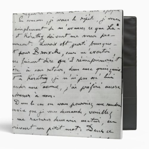 Letter from Zola to Edouard Manet  1868 3 Ring Binder