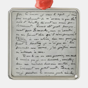 Letter from Zola to Edouard Manet 1868 Metal Ornament