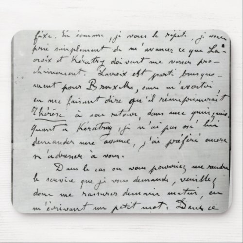 Letter from Zola to Edouard Manet  1868 Mouse Pad