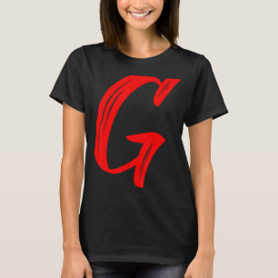 Letter G Alphabet Large Red Graphic Initial T-Shirt