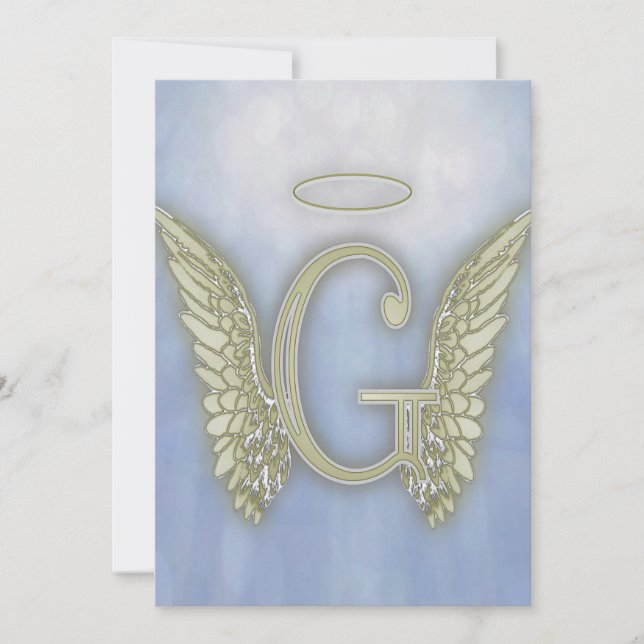 Letter G Angel Monogram Invitation (Front)