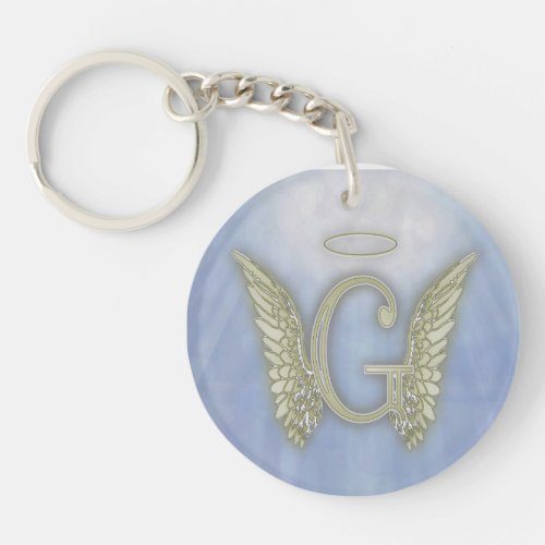 Letter G Angel Monogram Keychain