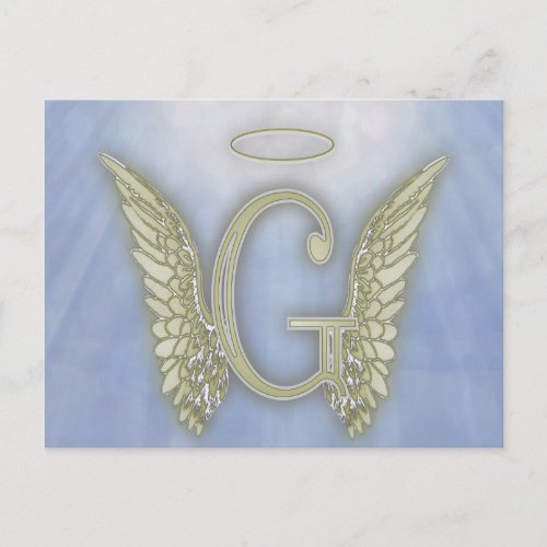 Letter G Angel Monogram Postcard