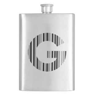 LETTER G BAR CODE First Initial Barcode Pattern Flask