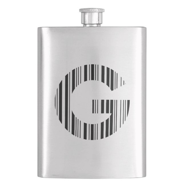 LETTER G BAR CODE First Initial Barcode Pattern Flask (Front)