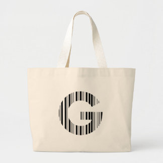 LETTER G BAR CODE First Initial Barcode Pattern Large Tote Bag