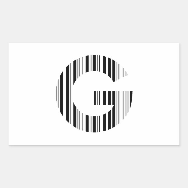 LETTER G BAR CODE First Initial Barcode Pattern Rectangular Sticker (Front)