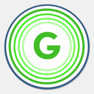 Letter G - Blue + Green Classic Round Sticker