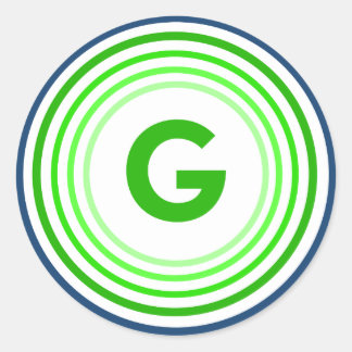 Letter G - Blue + Green Classic Round Sticker