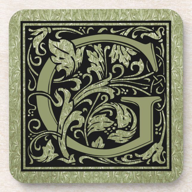 Letter G First Letter Monogram Coaster (Front)