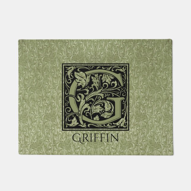 Letter G First Letter Monogram Personalized Doormat (Front)