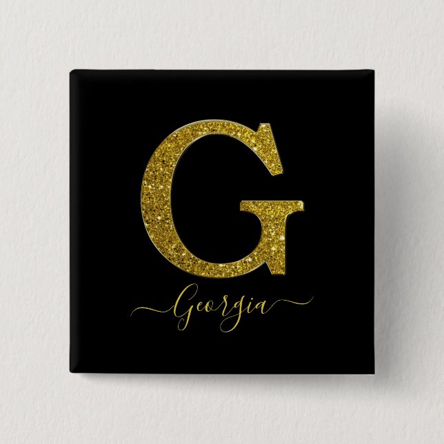 Letter G Glitter Button (Front)