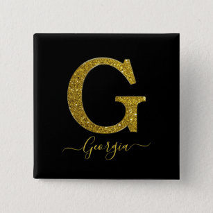 Letter G Glitter Button