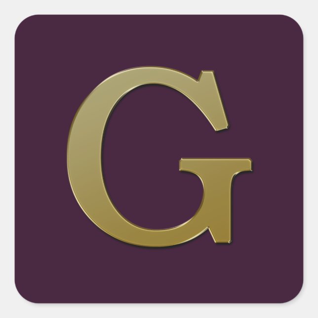Letter G Gold Square Sticker (Front)