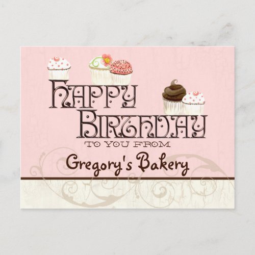 Letter G Happy Birthday Cupcake Business Postcard