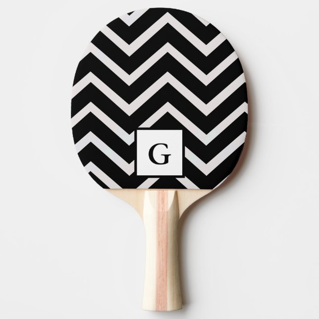 Letter G in black and white zigzags Ping Pong Paddle (Front)