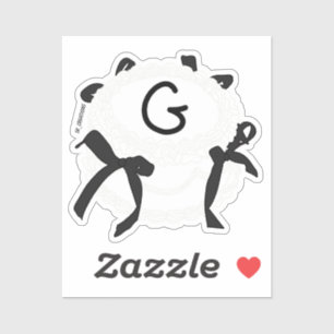 Letter G Initial Black And White Bow Vintage Cake Sticker