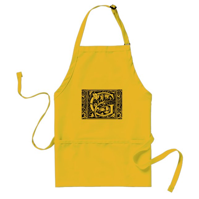 Letter G Medieval Monogram Art Nouveau Adult Apron (Front)