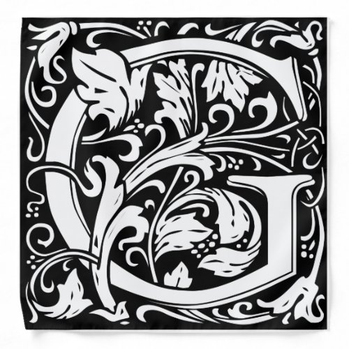 Letter G Medieval Monogram Art Nouveau Bandana