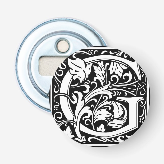 Letter G Medieval Monogram Art Nouveau Bottle Opener (Front)