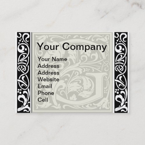 Letter G Medieval Monogram Art Nouveau Business Card