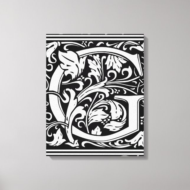 Letter G Medieval Monogram Art Nouveau Canvas Print (Front)