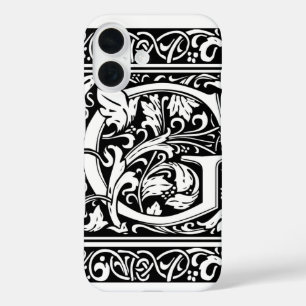 Letter G Medieval Monogram Art Nouveau iPhone 16 Case