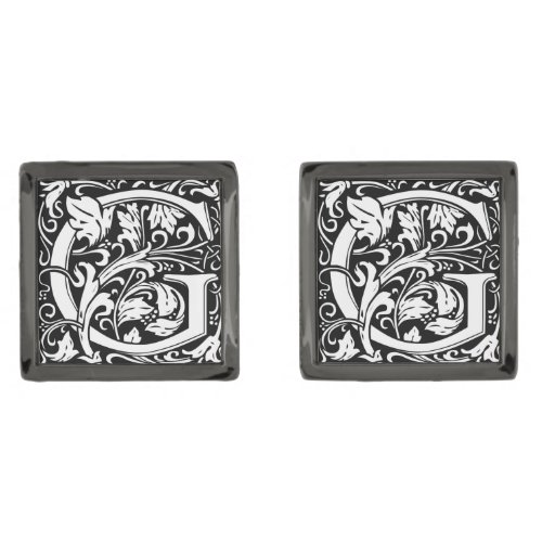 Letter G Medieval Monogram Art Nouveau Cufflinks