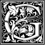 Letter G Medieval Monogram Art Nouveau Cutout<br><div class="desc">This initial G is part of a complete series of upper case William Morris inspired typography initials. The black and white lettering is highly decorative, styled after the fancy typography of the middle ages. Cute and trendy, this is a vintage chic monogram G - letter G- swirly G . Customize...</div>