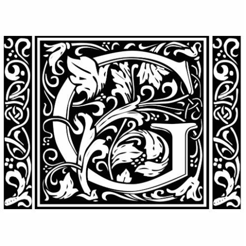 Letter G Medieval Monogram Art Nouveau Cutout