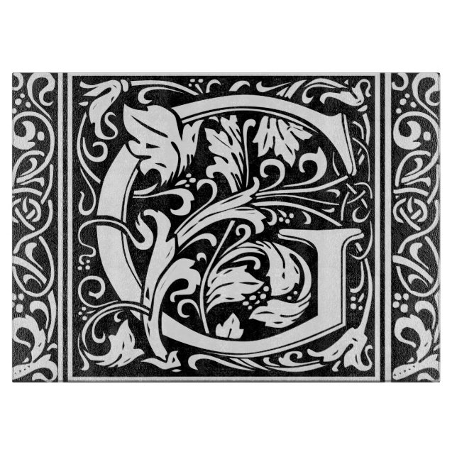 Letter G Medieval Monogram Art Nouveau Cutting Board (Front)