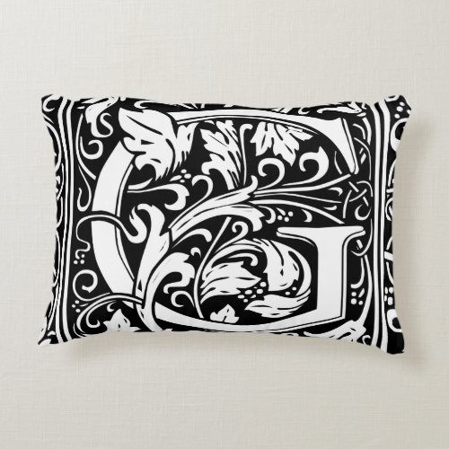 Letter G Medieval Monogram Art Nouveau Decorative Pillow