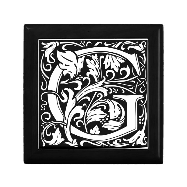 Letter G Medieval Monogram Art Nouveau Gift Box (Front)