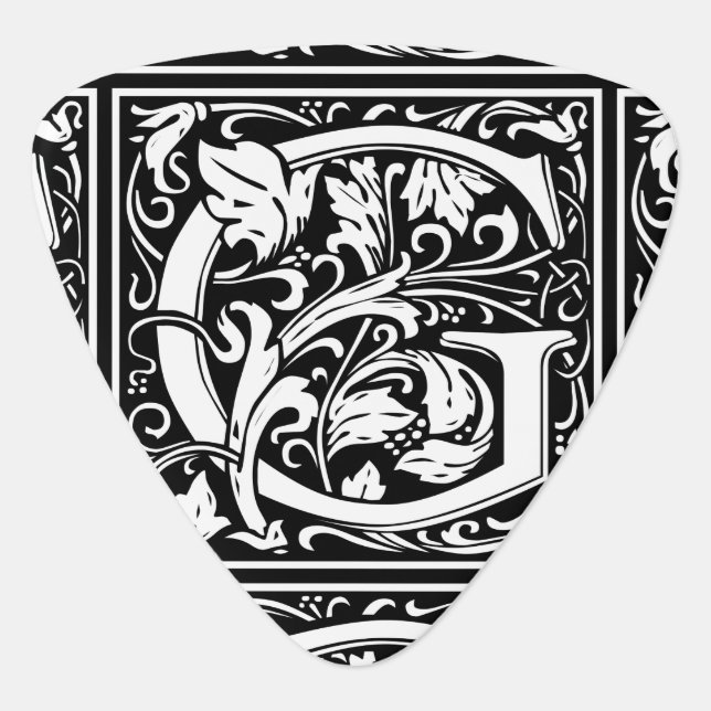 Letter G Medieval Monogram Art Nouveau Guitar Pick (Front)