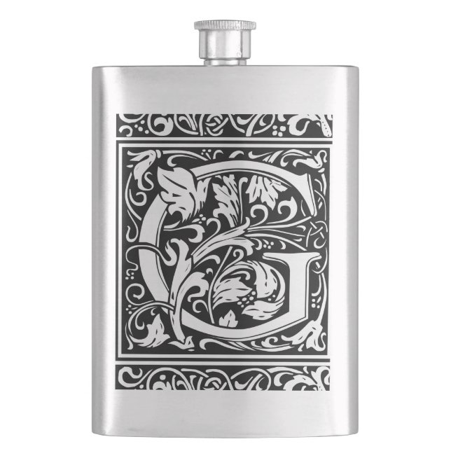 Letter G Medieval Monogram Art Nouveau Hip Flask (Front)