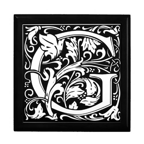 Letter G Medieval Monogram Art Nouveau Jewelry Box