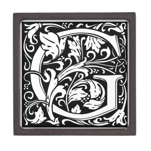 Letter G Medieval Monogram Art Nouveau Keepsake Box