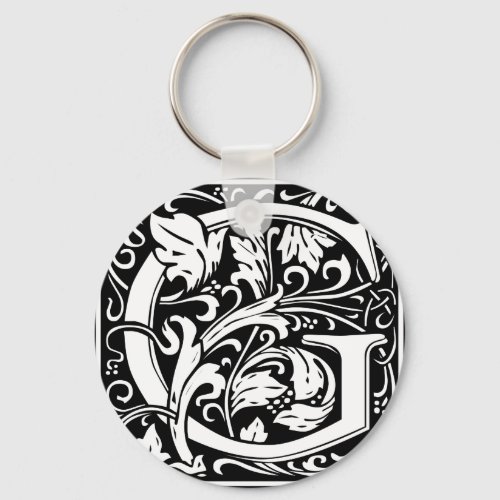 Letter G Medieval Monogram Art Nouveau Keychain