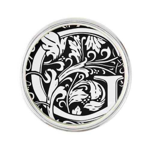 Letter G Medieval Monogram Art Nouveau Lapel Pin