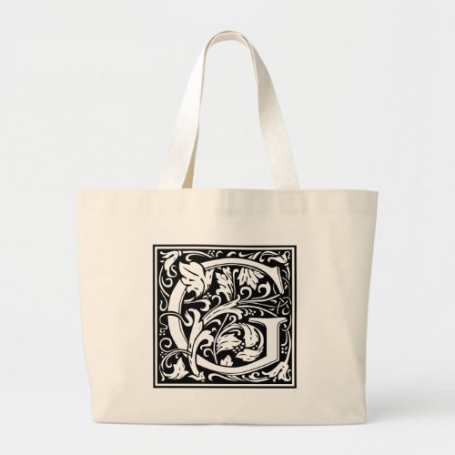 Letter G Medieval Monogram Art Nouveau Large Tote Bag