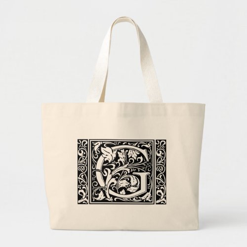 Letter G Medieval Monogram Art Nouveau Large Tote Bag