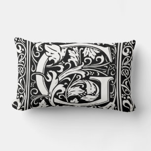 Letter G Medieval Monogram Art Nouveau Lumbar Pillow