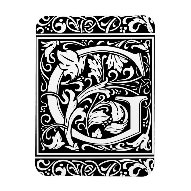Letter G Medieval Monogram Art Nouveau Magnet (Vertical)