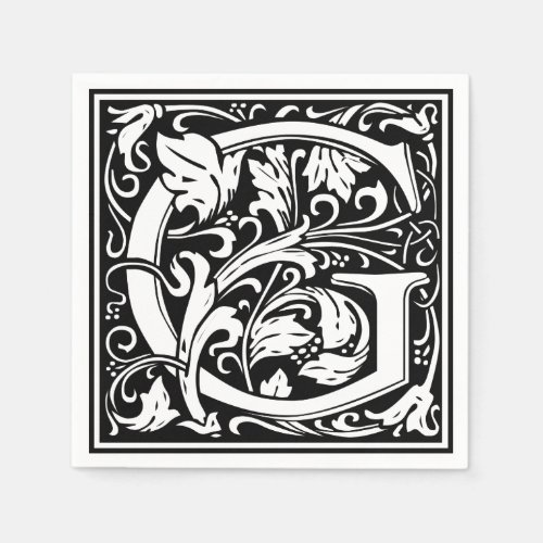 Letter G Medieval Monogram Art Nouveau Napkins