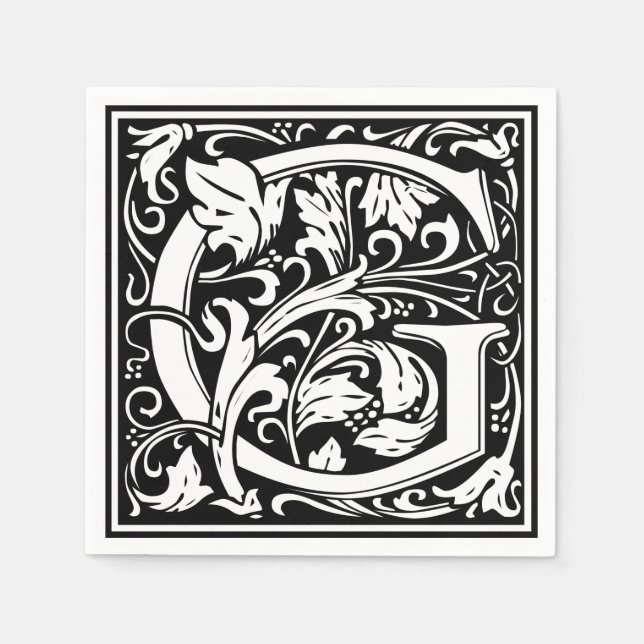 Letter G Medieval Monogram Art Nouveau Napkins (Front)