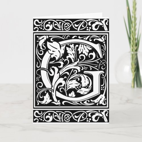 Letter G Medieval Monogram Art Nouveau Note Card