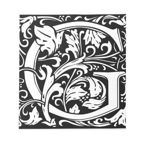 Letter G Medieval Monogram Art Nouveau Notepad