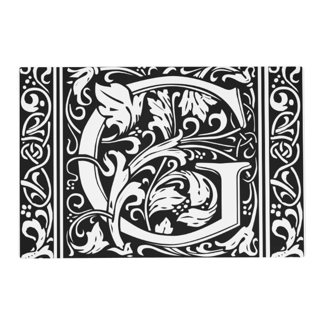 Letter G Medieval Monogram Art Nouveau Placemat (Front)